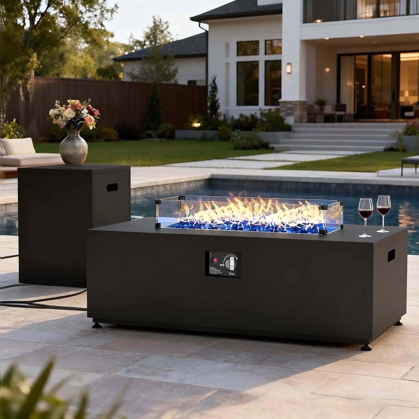 Outdoor Fire Pit Table With 55000 BTU Propane Weatherproof Cover