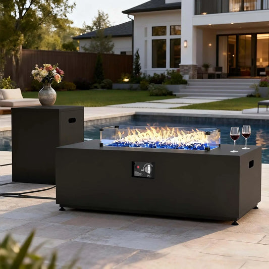Outdoor Fire Pit Table With 55000 BTU Propane Weatherproof Cover