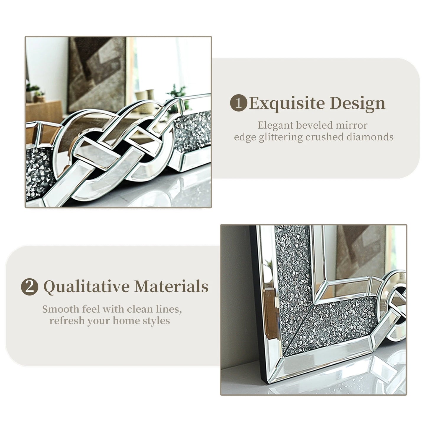 Wisfor Crushed Diamond Wall Mirror Framed Glass Vanity