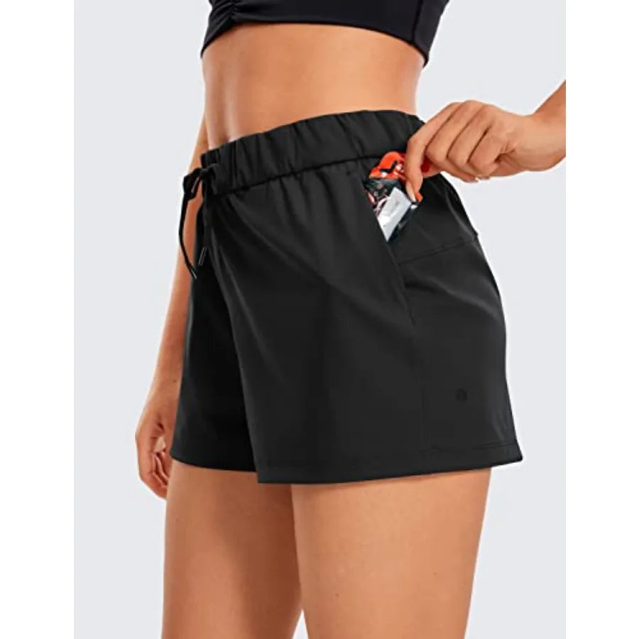 Walk The City Casual Shorts for Women 2.5" - Mid Waisted Stretch for Work Athketic Travel Hiking Golf with Pockets