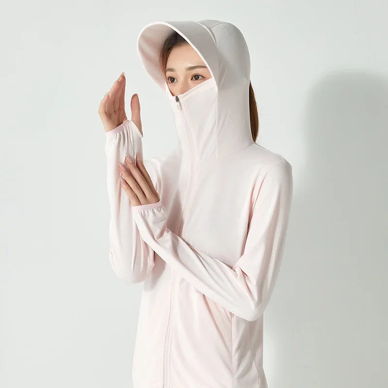 Summer New High Quality Ice Silk Couple Sun Protection Clothing Outdoor UV Protection Sports Running Sun Protection Top