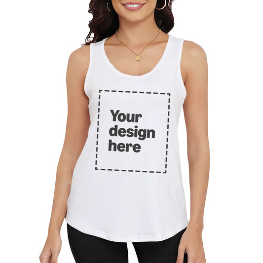 Personalized Women's Tank Top, Custom Photo Logo Text Sleeveless Shirt, Casual Summer Print Top