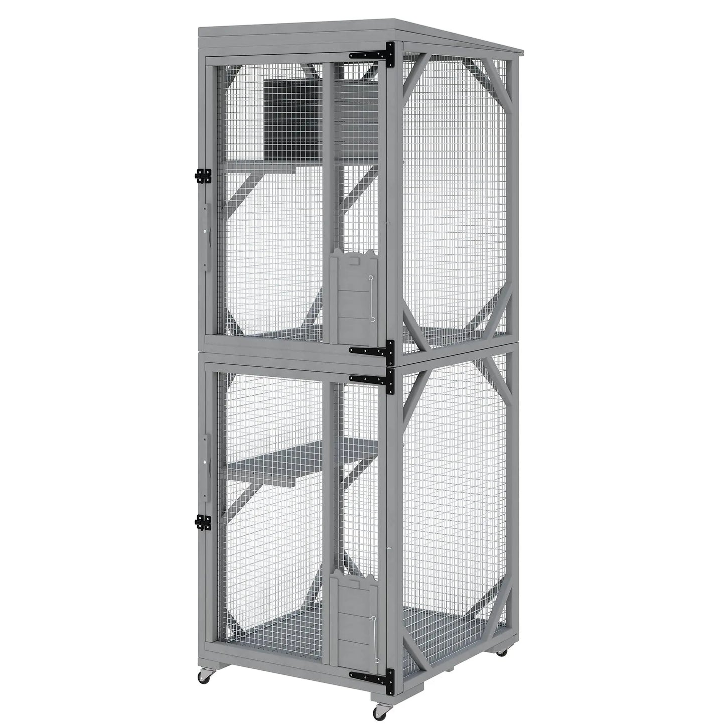HiMISSCatio Catio Outdoor Enclosure With Lockable Wheels Weatherproof