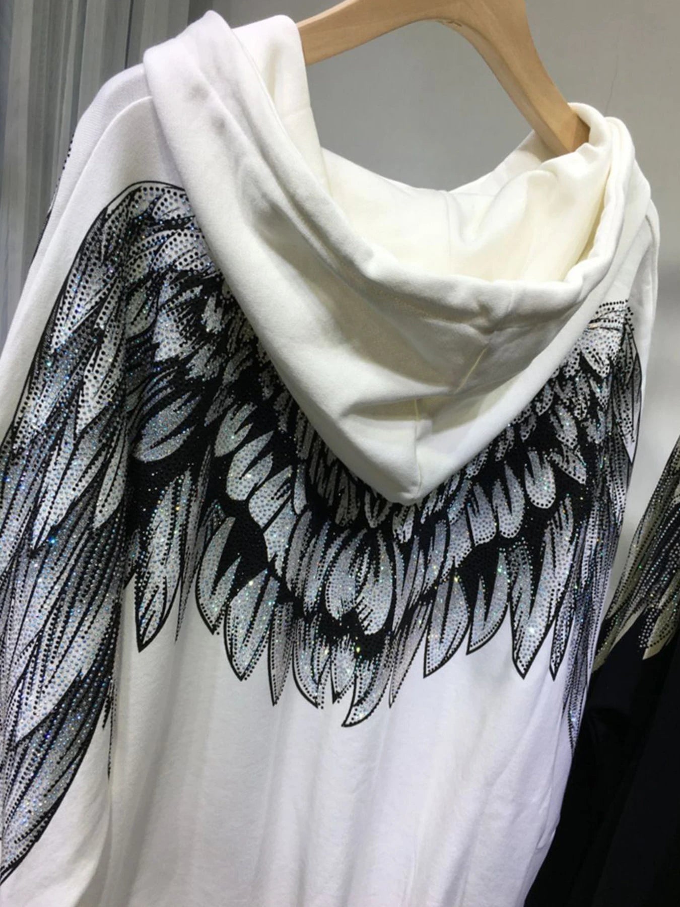 Plus Size Rhinestone Graphic Hoodie For Women Long Sleeve Pullover