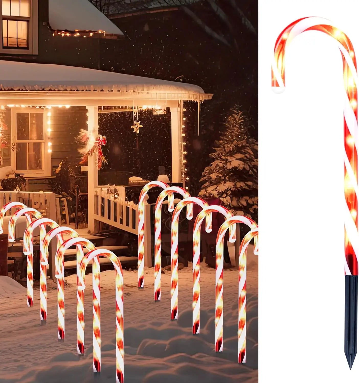 Joyfy Candy Cane Pathway Lights Set of 12 Outdoor Decorations