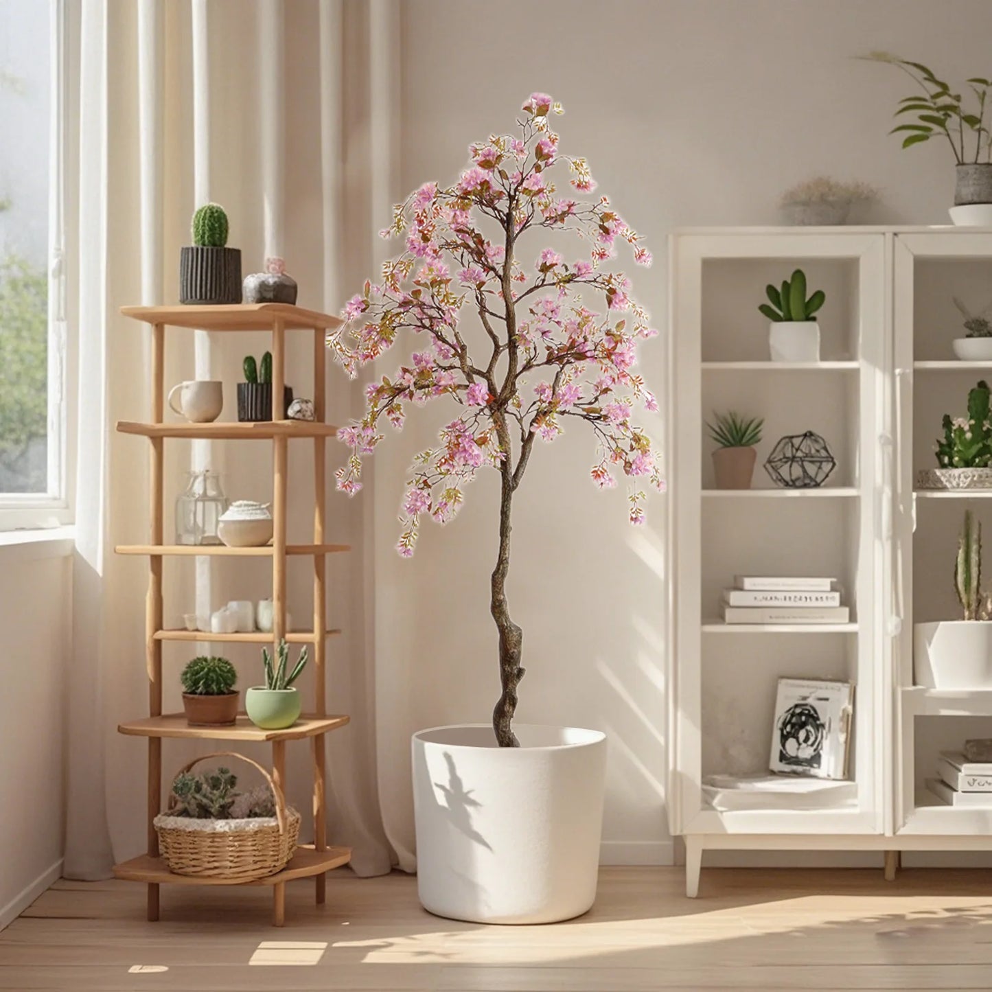 HiMISSCN Realistic Potted Silk Begonia Tree With Lifelike Leaves