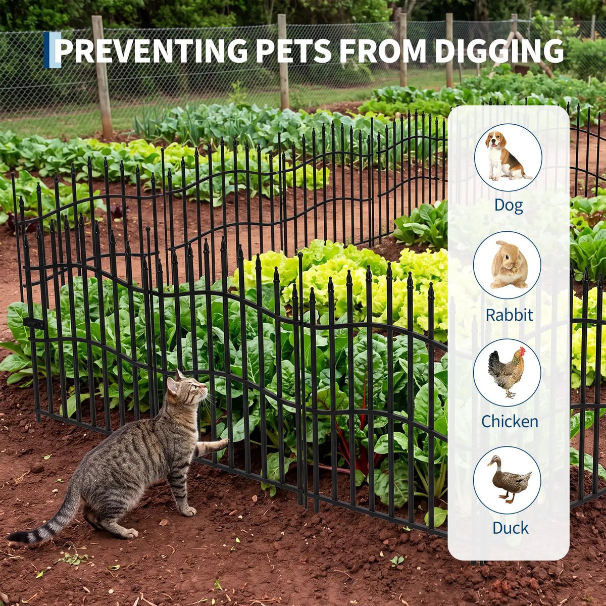 HiMISS Garden Fence Panels Metal Animal Barrier With Gate