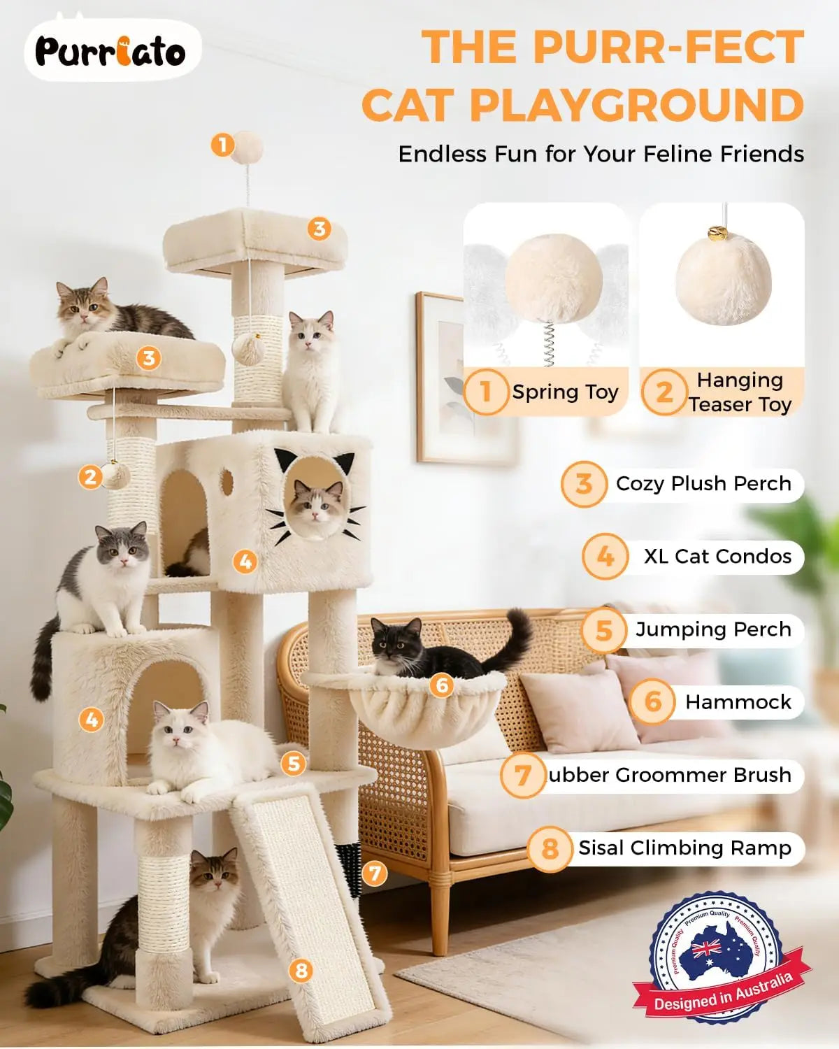 XMSJ Purrlato Three Tier Cat Tree With Sisal Scratching Posts