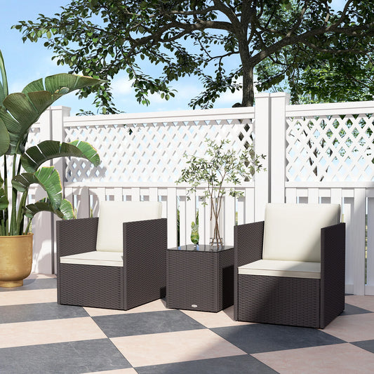 Outsunny Folding Wicker Bistro Patio Furniture Set For Garden