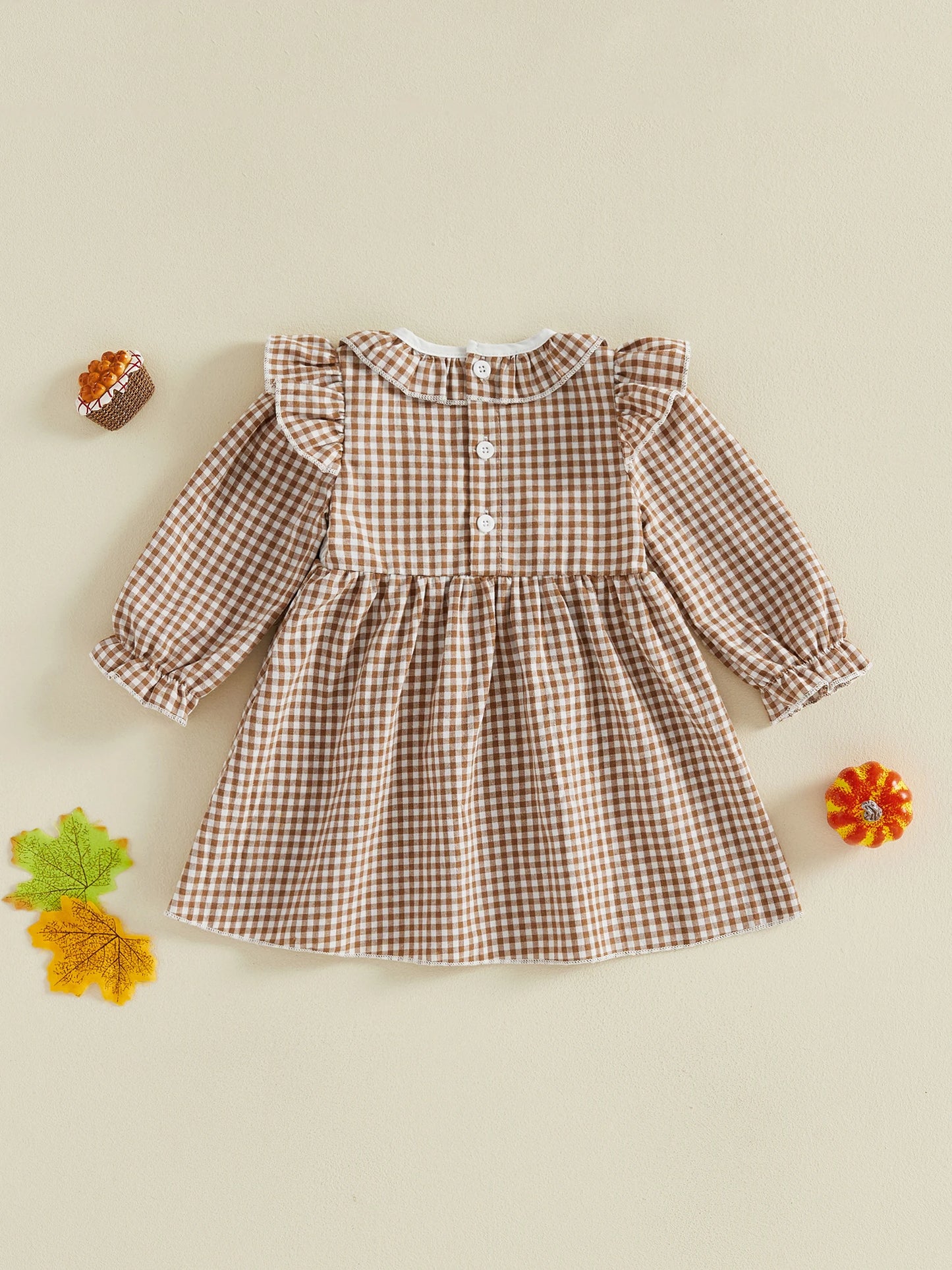 Toddler Thanksgiving Dress With Long Sleeve Round Neck