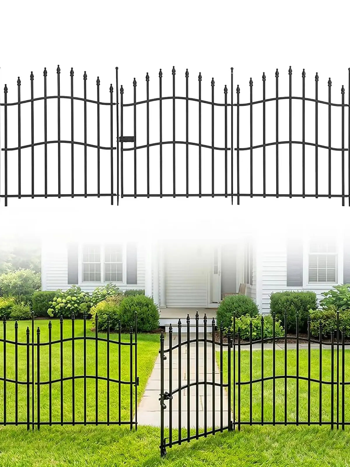 HiMISS Garden Fence Panels Metal Animal Barrier With Gate