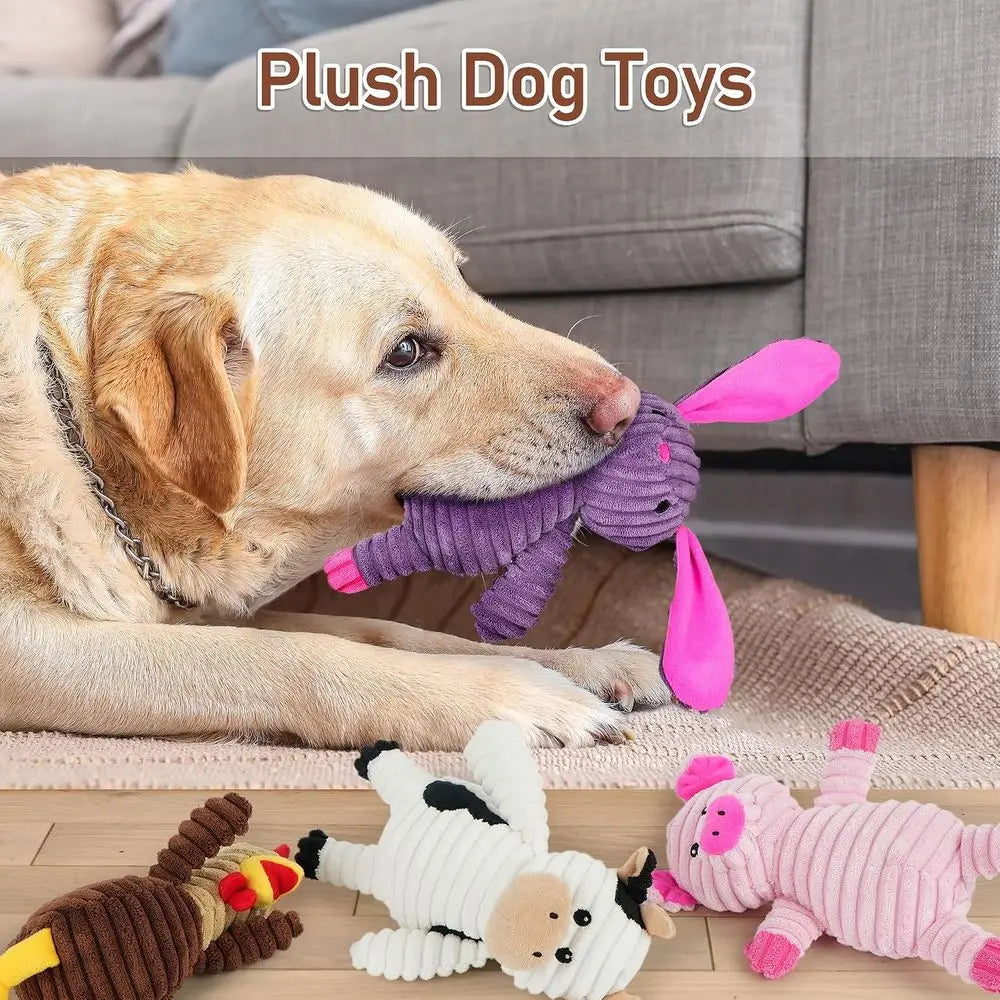 Dog Toys, 5 Pack, Plush Squeaky Toys, Assorent Value Bundle Animal Pet Toy or Small Medium Large Dogs, Puppy Chew Toy