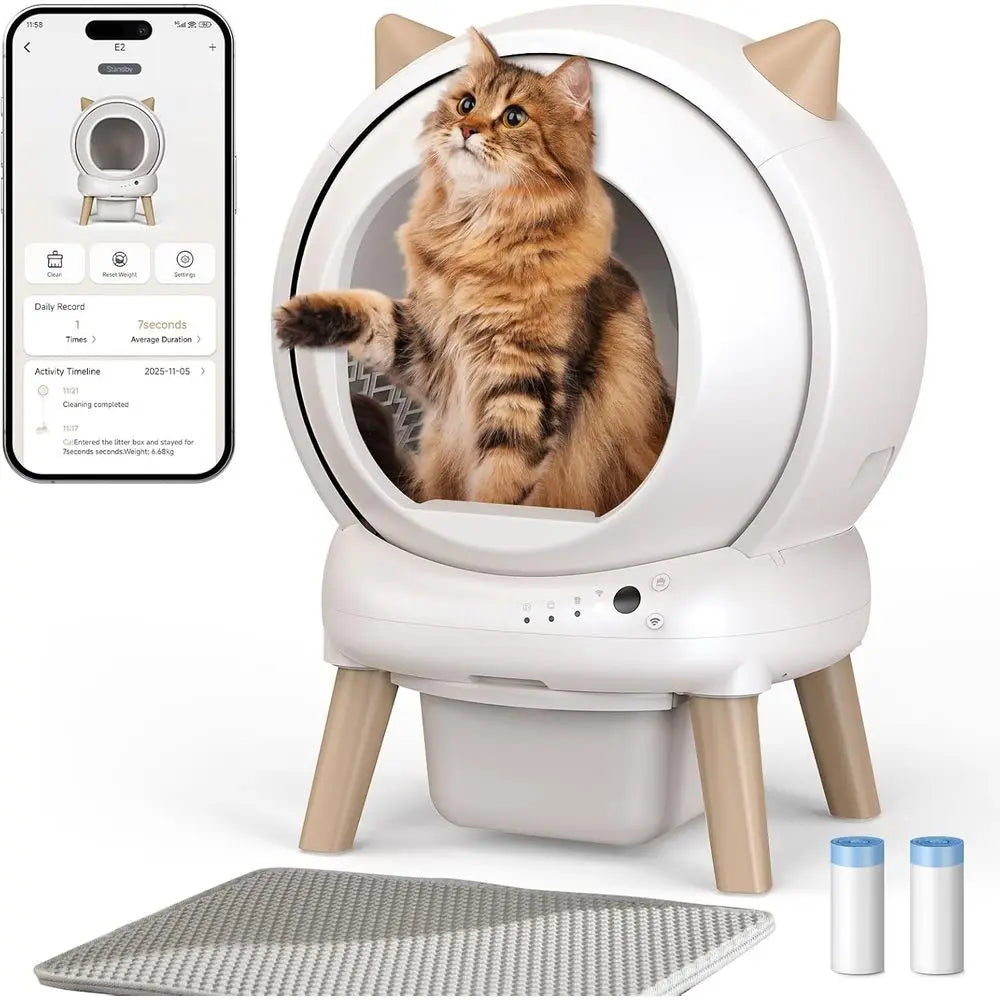 E2 Automatic Self Cleaning Litter Box For Cats With App