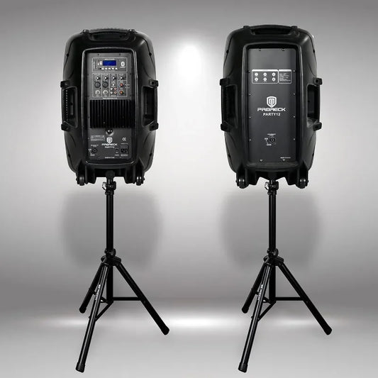 HOT SELLIG QUALITY Party 12 12-Inch 1000 Watts 2-Way Powered PA Speaker System Combo Set With Bluetooth/USB Drive Read Function