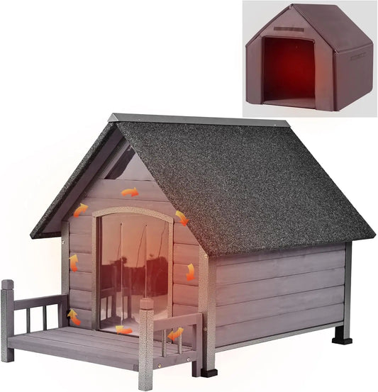 Aivituvin Outdoor Insulated Dog House With Metal Frame Weatherproof