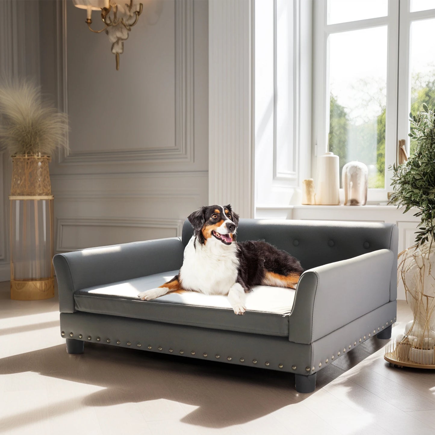 BINGOPAWCN Elevated Dog Bed Sofa With Removable Cushion