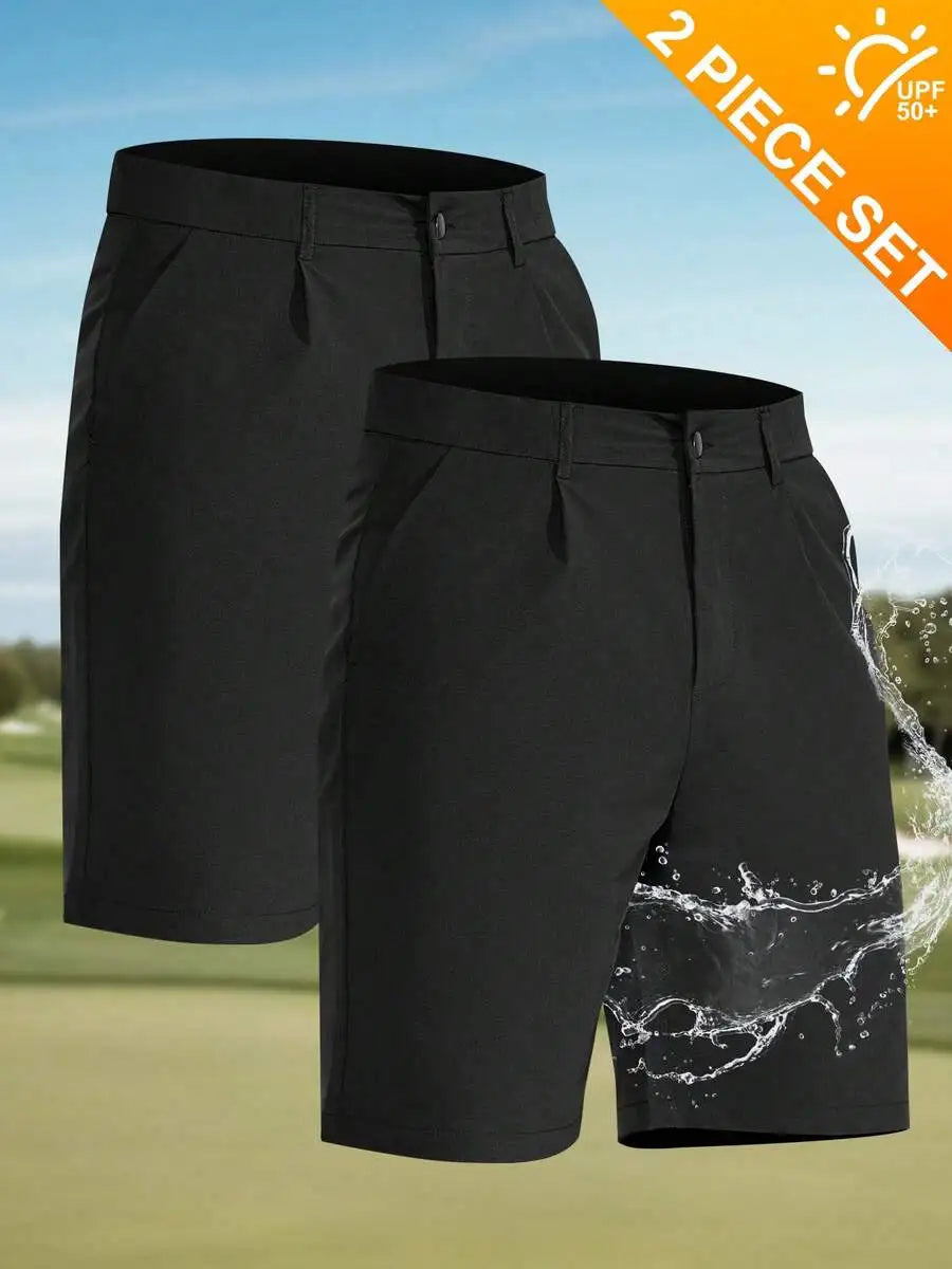 Mens 9 Inch Golf Shorts Stretch Quick Dry UPF 50+ Lightweight Flat Front Hiking Work Shorts With 5 Pockets