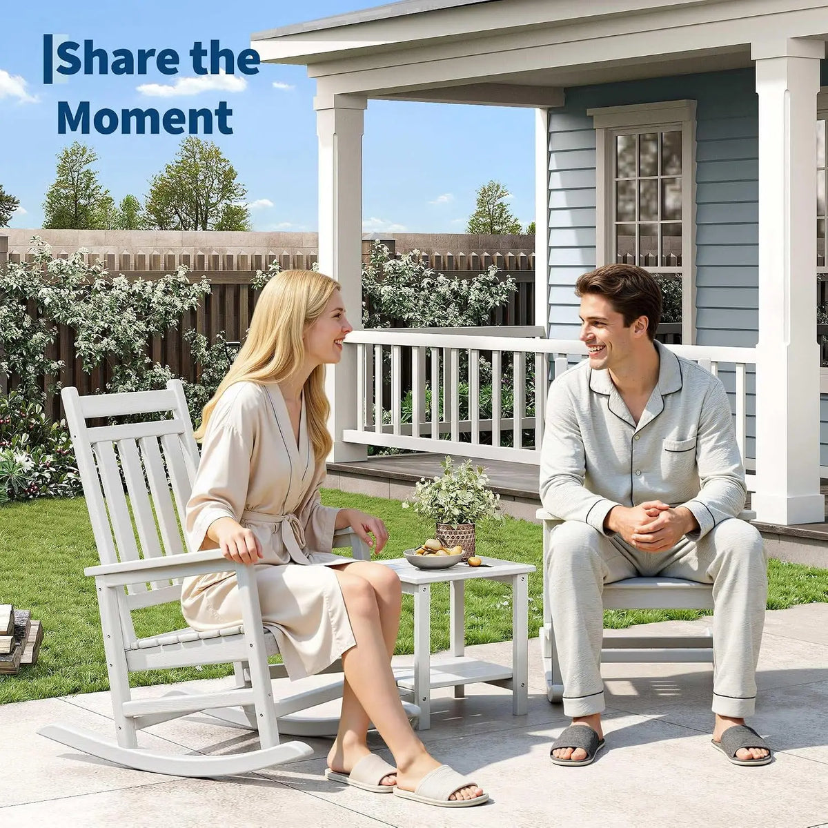 Garvee Outdoor Rocking Chairs Set With Side Table Patio
