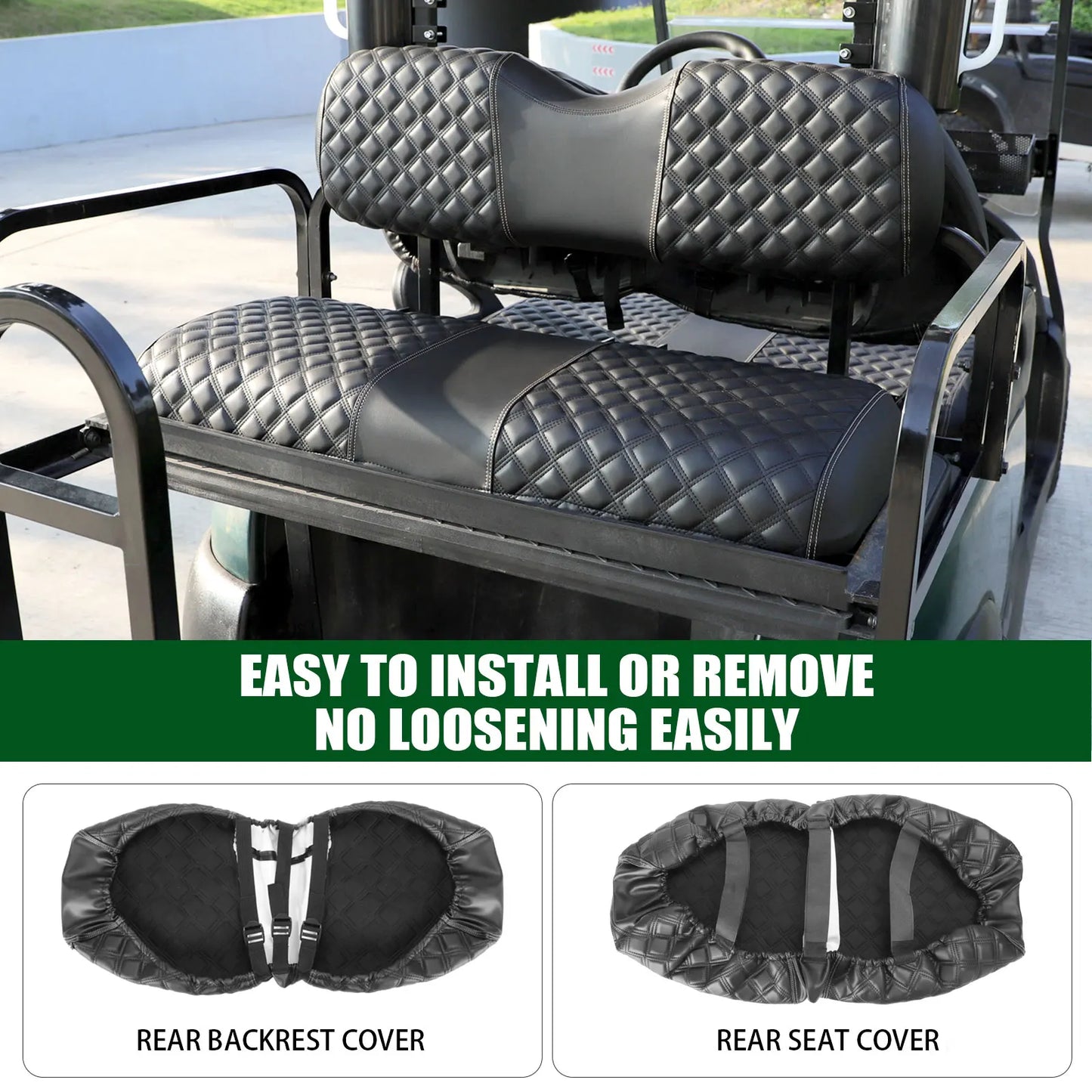 Roykaw Golf Cart Seat Covers Kit For Aftermarket Rear Seat