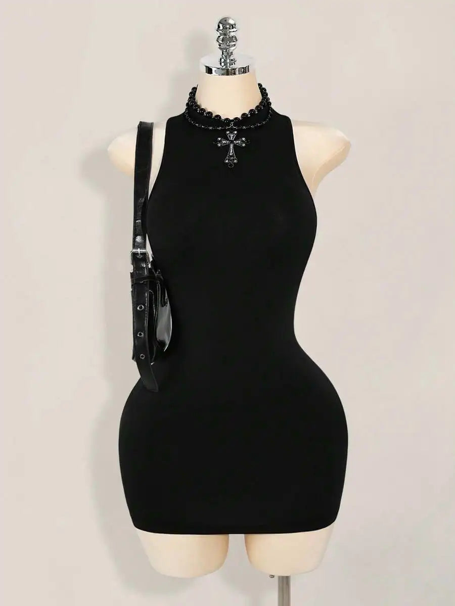 White Bodycon Mini Dress with Criss-Cross Backless Design