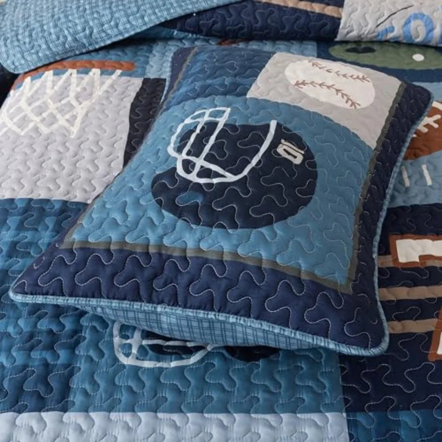 Sports Quilt Set And Shams For Boys