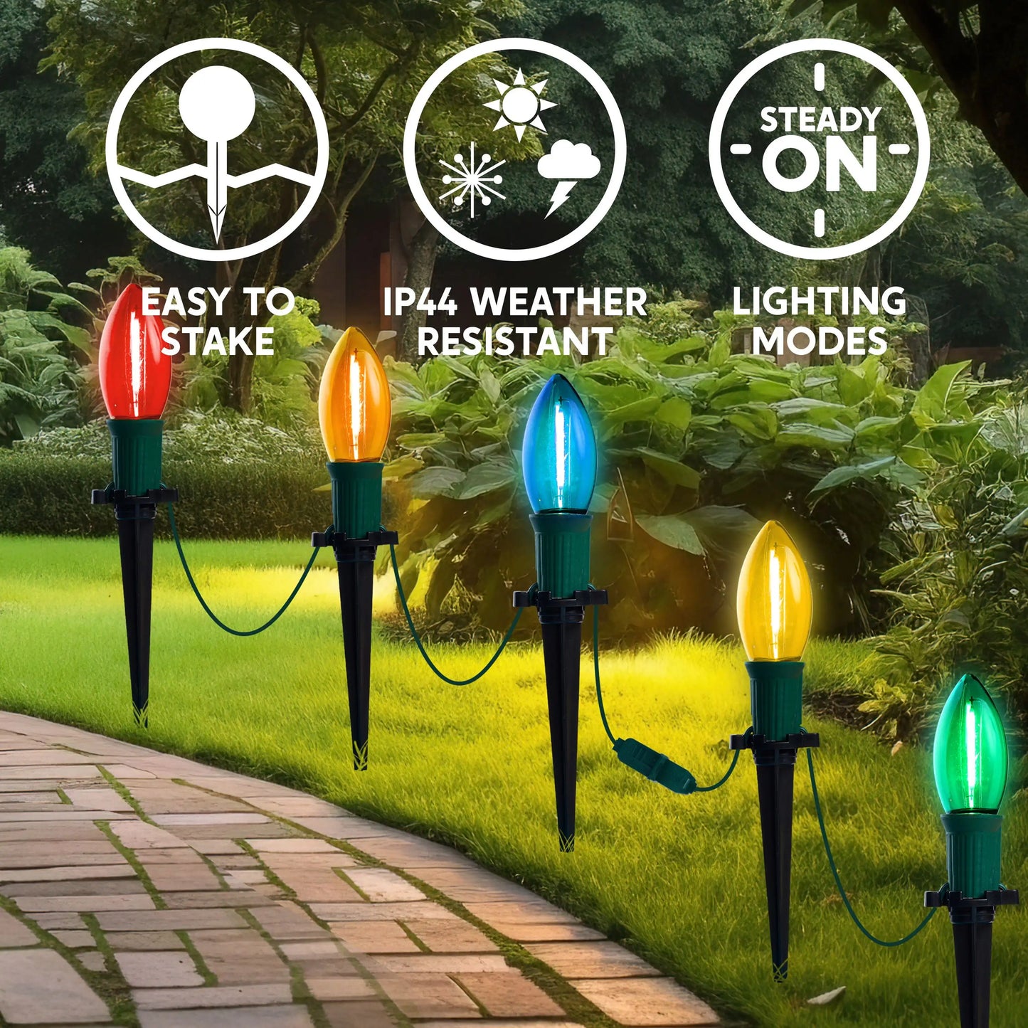 Joyfy Christmas Pathway Lights 24 LED C9 Walkway Lights
