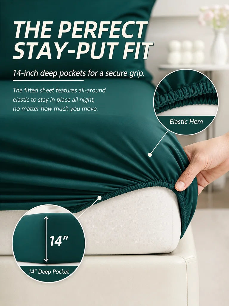 EasYum Brushed Polyester Quilted Bedding Comforter Sheet Set