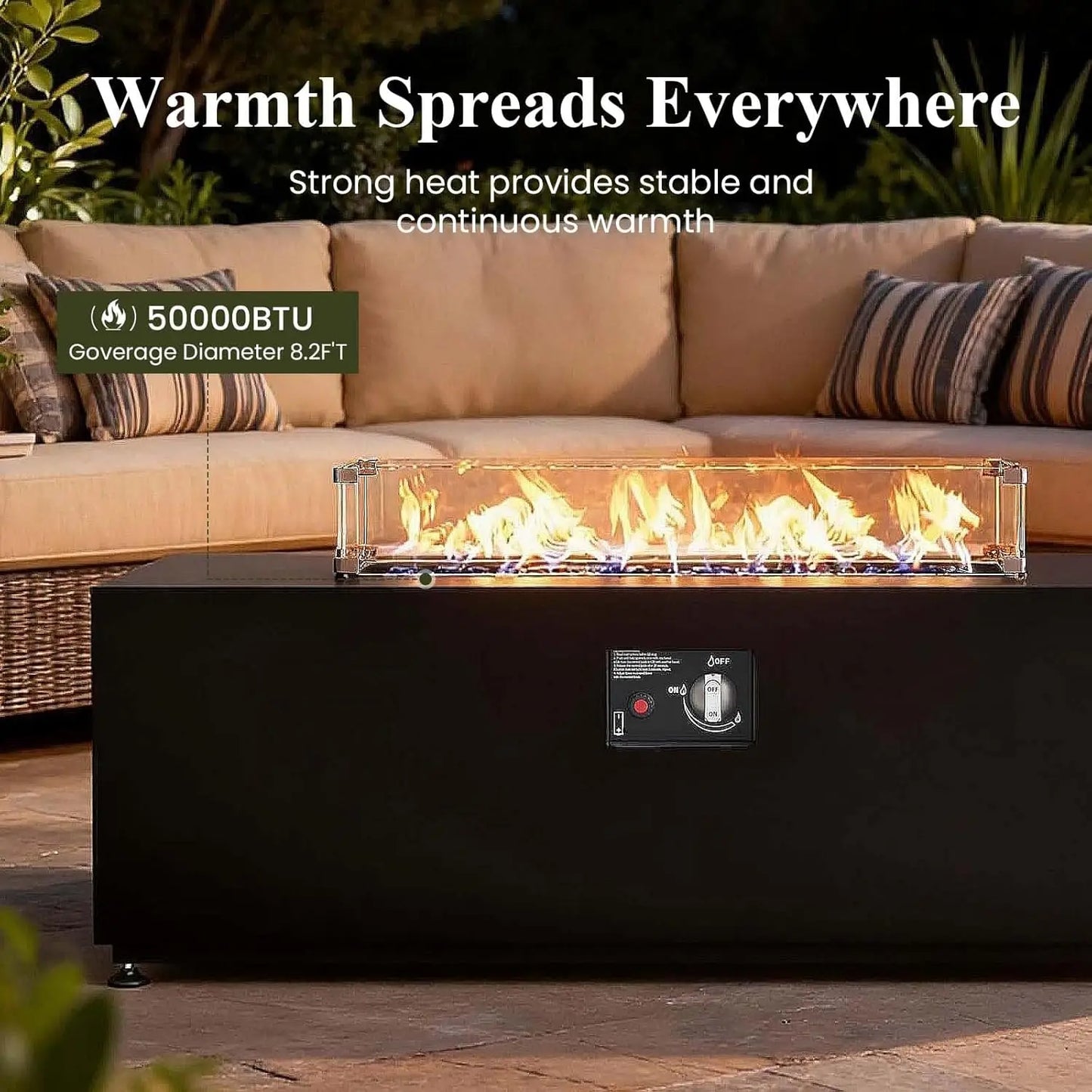 Outdoor Fire Pit Table With 55000 BTU Propane Weatherproof Cover
