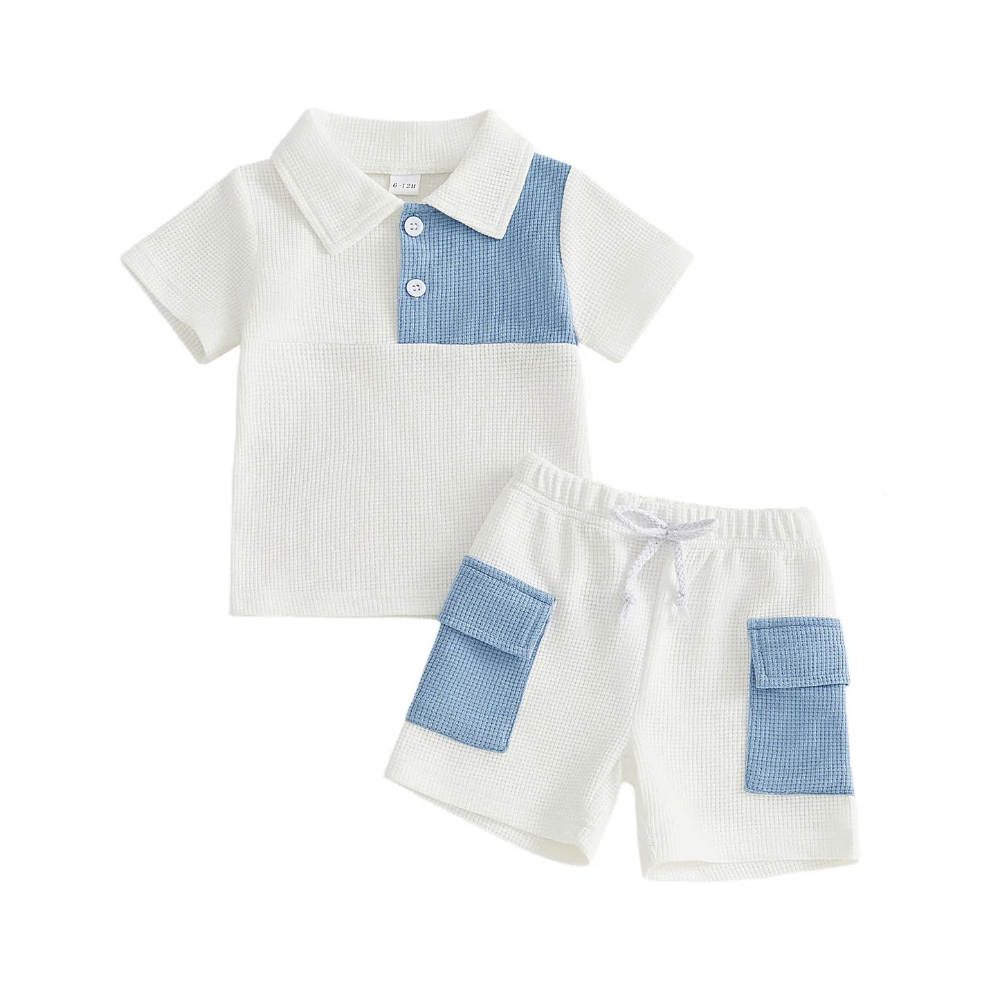 Infant Boy s Stylish Summer Ensemble Short Sleeve  Shirt and Cargo Shorts Combo for a Cool Look