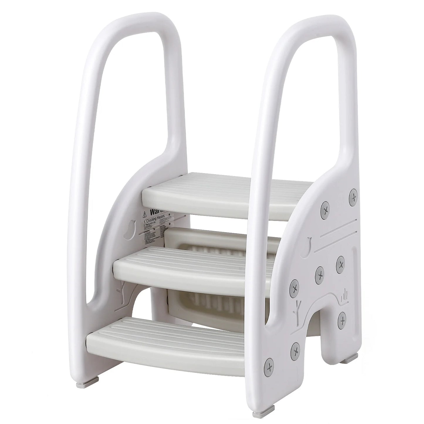 Toddler Plastic Step Stool With Side Handles For Bathroom Kitchen
