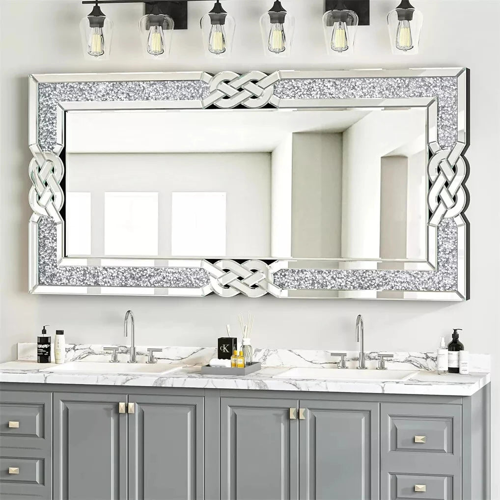 Wisfor Crushed Diamond Wall Mirror Framed Glass Vanity