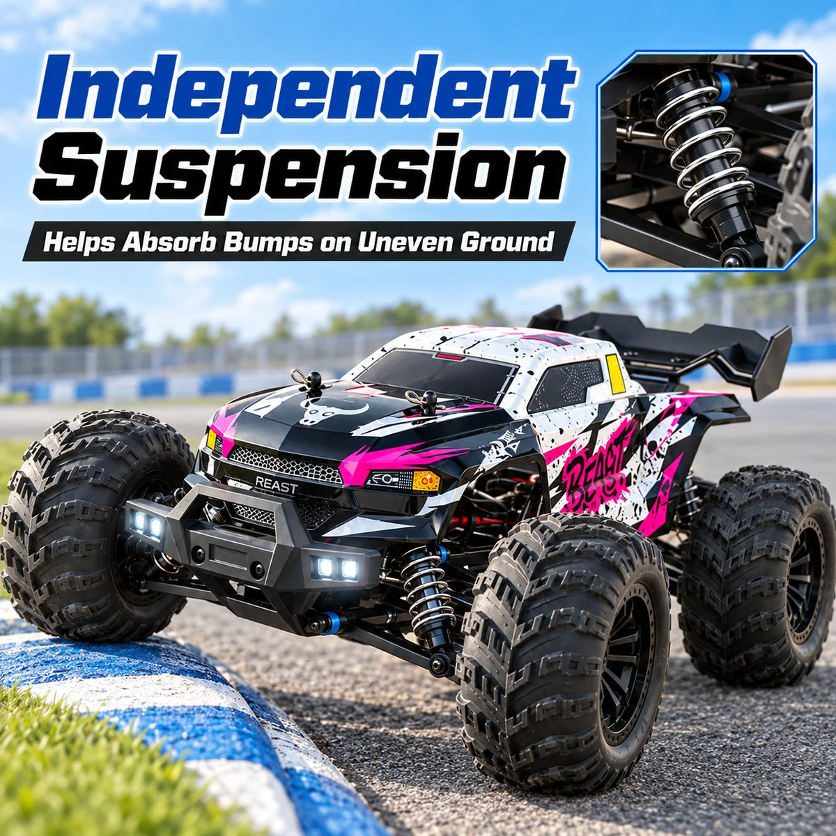 ZNLYRION Brushless 4WD RC Monster Truck with LED Headlights