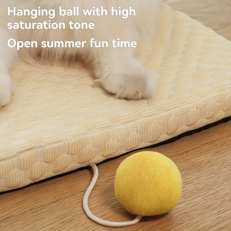 Summer Cooling Cat Bed - Self-Cooling Pet Mat, Breathable Dog Mattress, Ice Gel Cooling Pad for Cats and Dogs, Plush Bell-Shaped Soft U-Shaped Nest, Elevated Cooling Bed for Indoor Pets