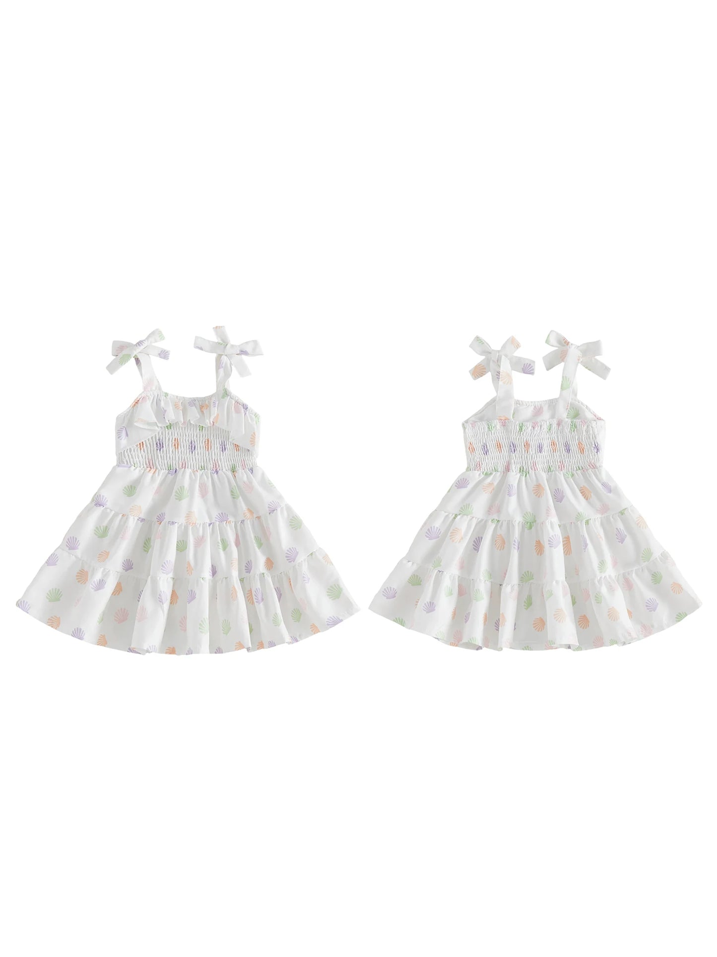Cute Baby Girl s Floral Print Sleeveless Dress Ruffle Hem Summer A-line Dress with Bowknot Detail Casual Wear