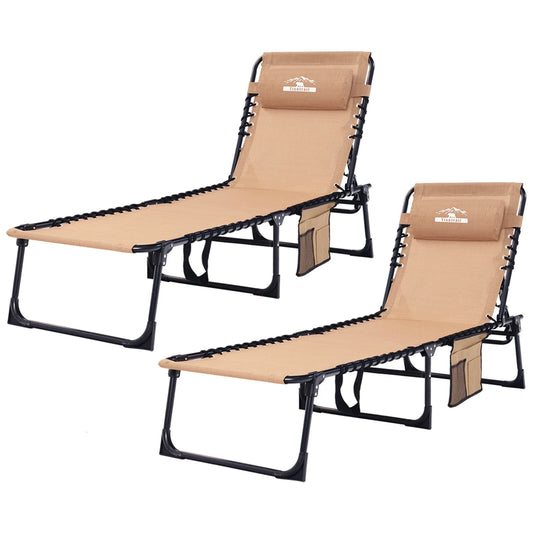 Tisetrail 2-Pack Chaise Lounge Chair 5 Positions Folding Patio Chaise Lounges Foldable Patio Sun Chairs Lay Flat Recliner