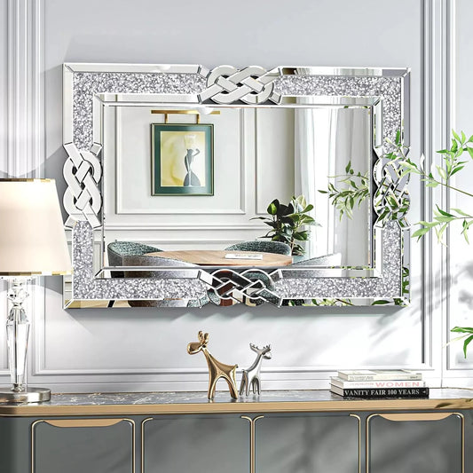 Wisfor Crushed Diamond Wall Mirror Framed Glass Vanity