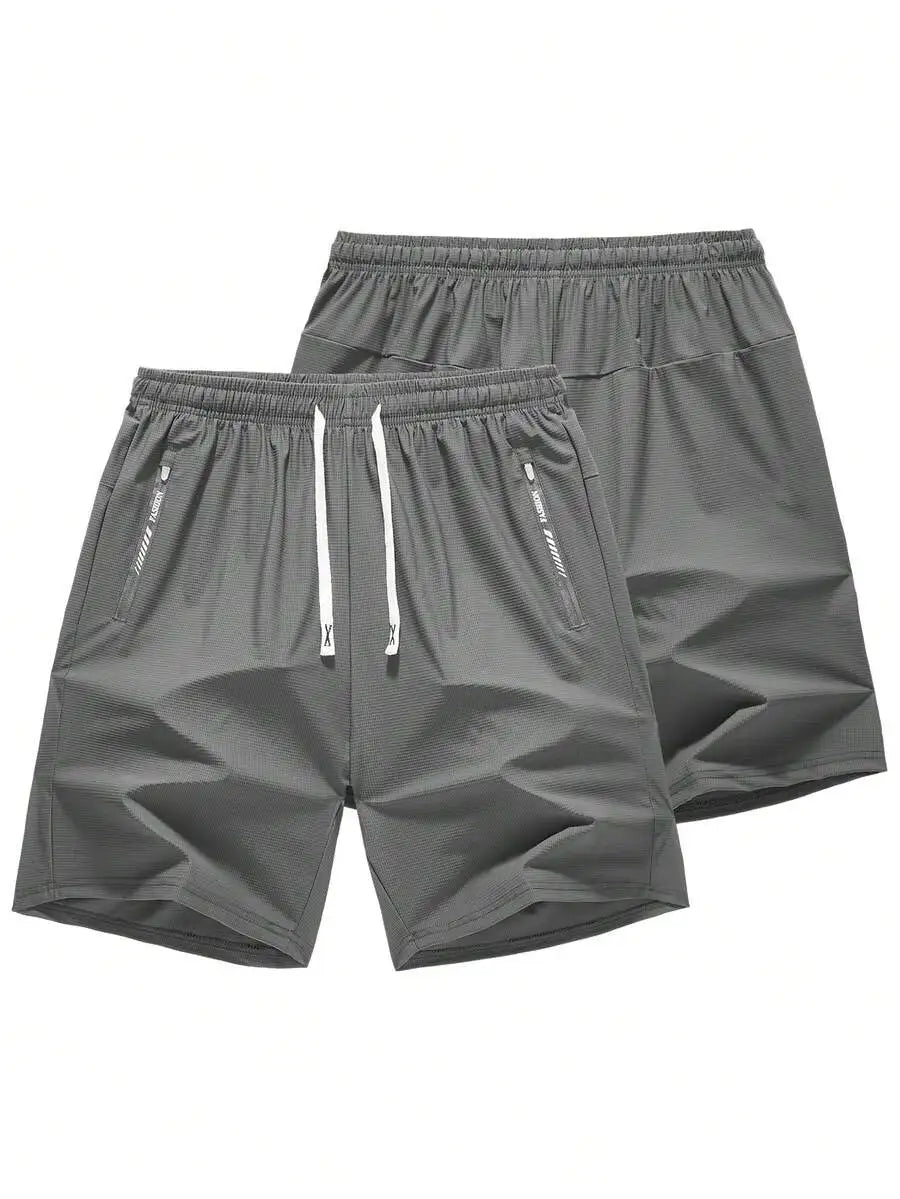 3-Pack Mens Quick Dry Athletic Shorts With Zippered Pockets And Drawstring Waist