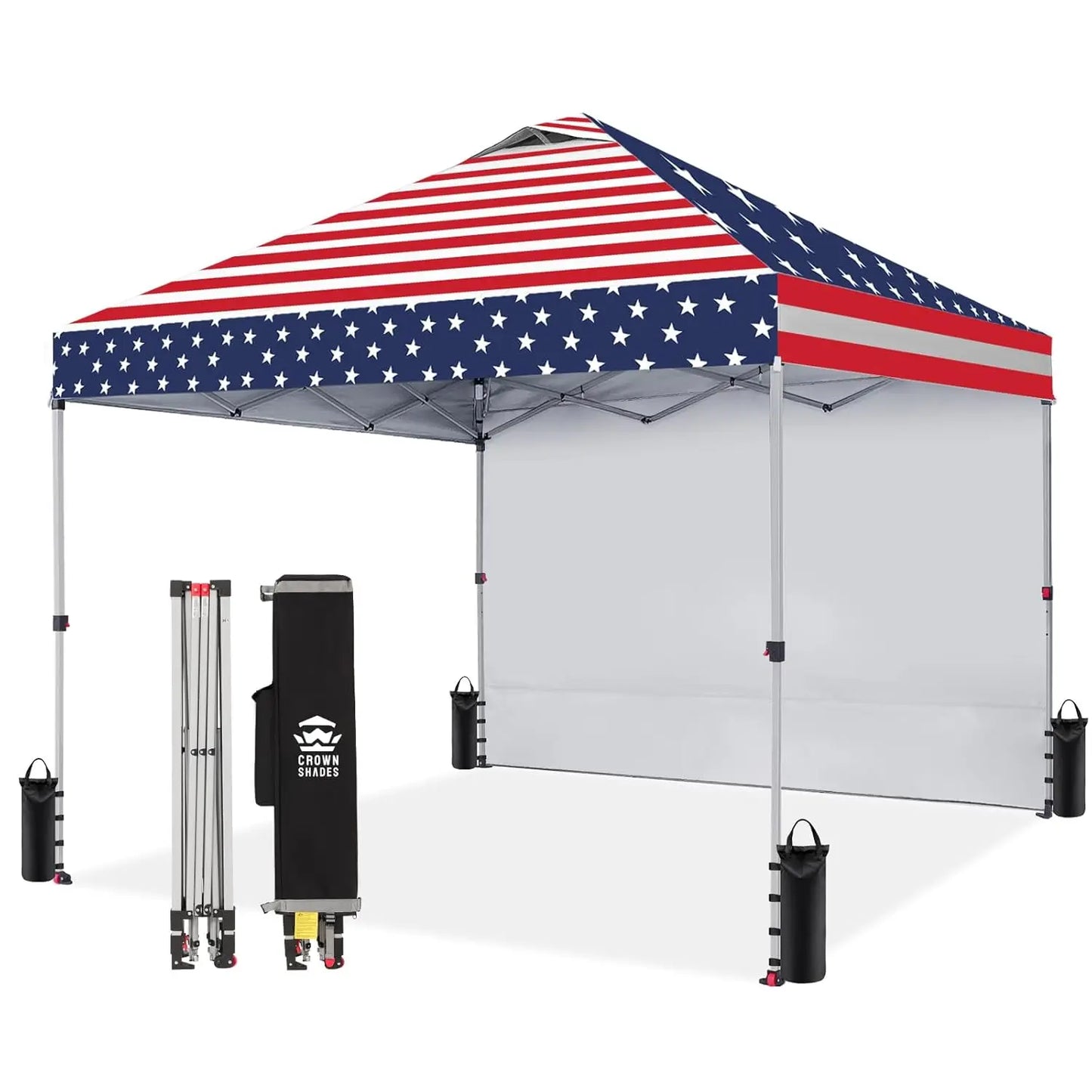 10x10 Ft Pop-up Awning with One Side Wall - One-click Setup Beach Tent - Outdoor Awning for Events and Parties, Customizable.