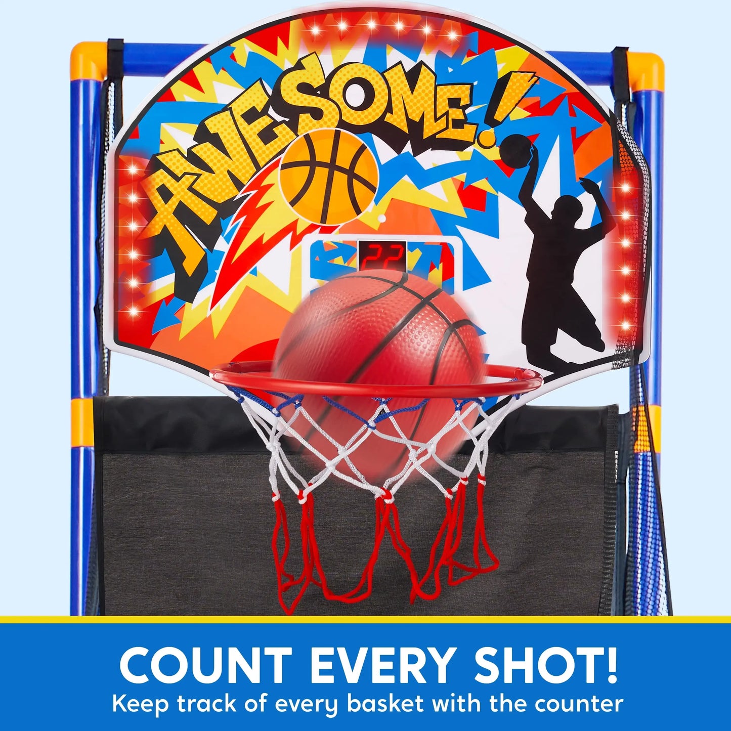 Joyfy LED Scoring Arcade Basketball Game with Adjustable Height Stand