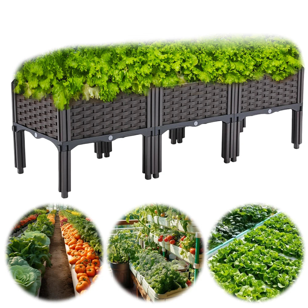 Plastic Raised Garden Bed With Legs Planter Indoor Outdoor