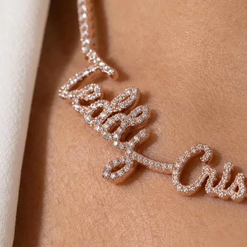 WinWinWin Personalized Diamond Tennis Name Necklace for Women