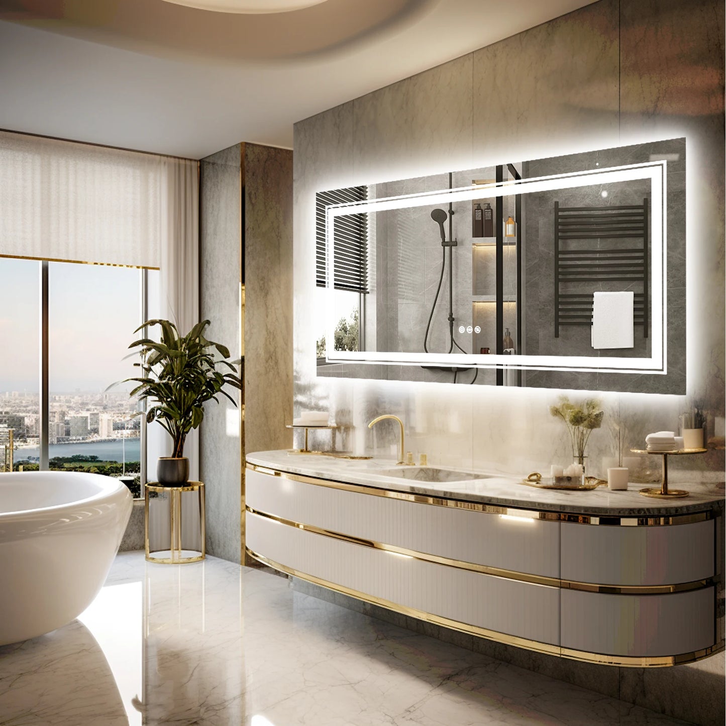 Dimmable Wisfor Anti-Fog Backlit LED Bathroom Mirror