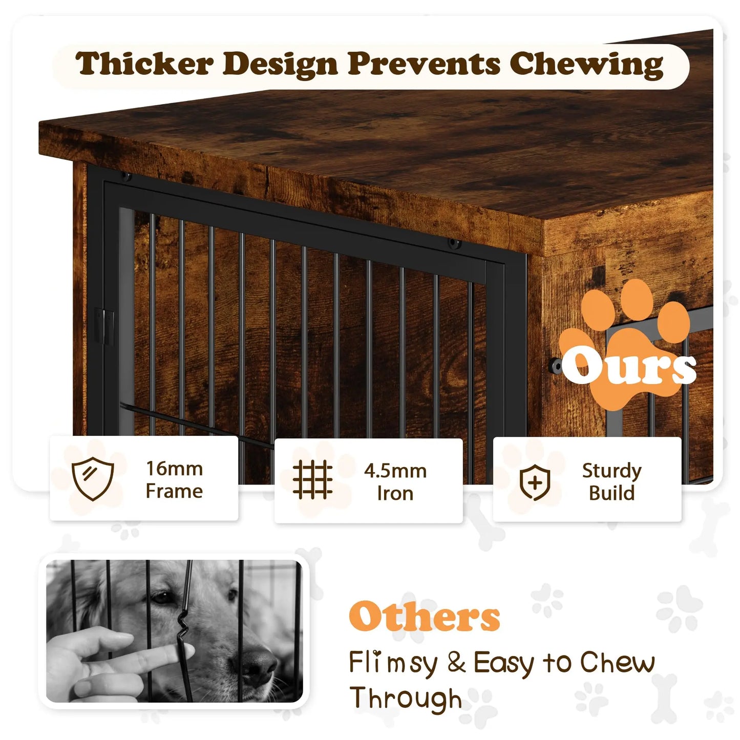 Wooden Dog Crate Side Table Kennel With Double Door