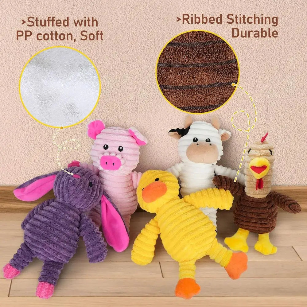 Dog Toys, 5 Pack, Plush Squeaky Toys, Assorent Value Bundle Animal Pet Toy or Small Medium Large Dogs, Puppy Chew Toy