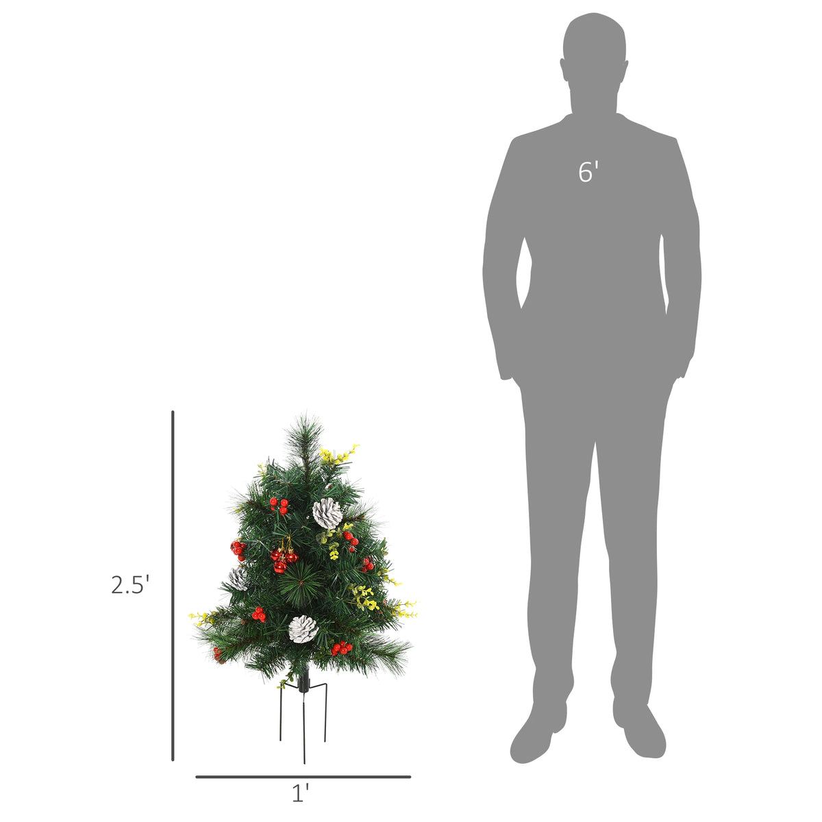 Homcom Artificial Pine Christmas Tree Pre Lit With Ornaments