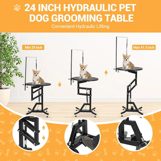 HiMISS Hydraulic Lift Dog Grooming Table 360 Rotating Adjustable Arm
