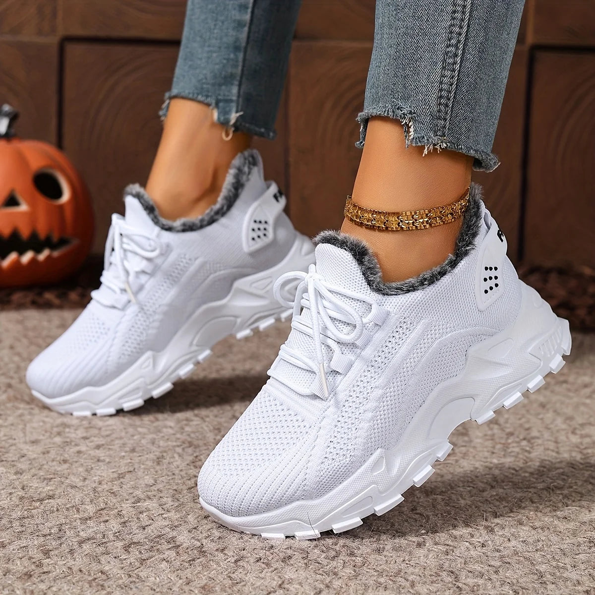 Winter Warm Womens Sneakers With Non Slip Soles