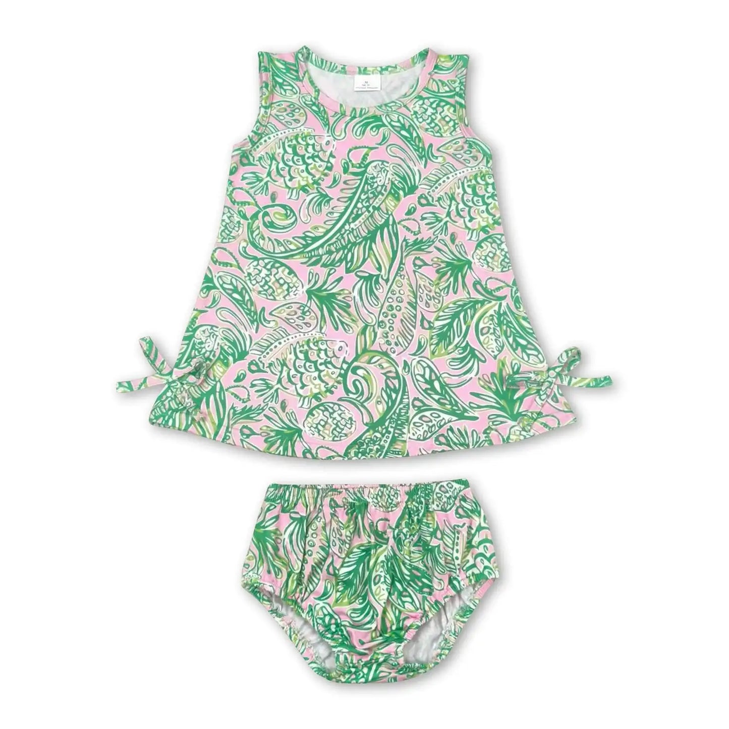 Sibling Baby Girls Flowers Tunic Top Bummies Outfits Sets