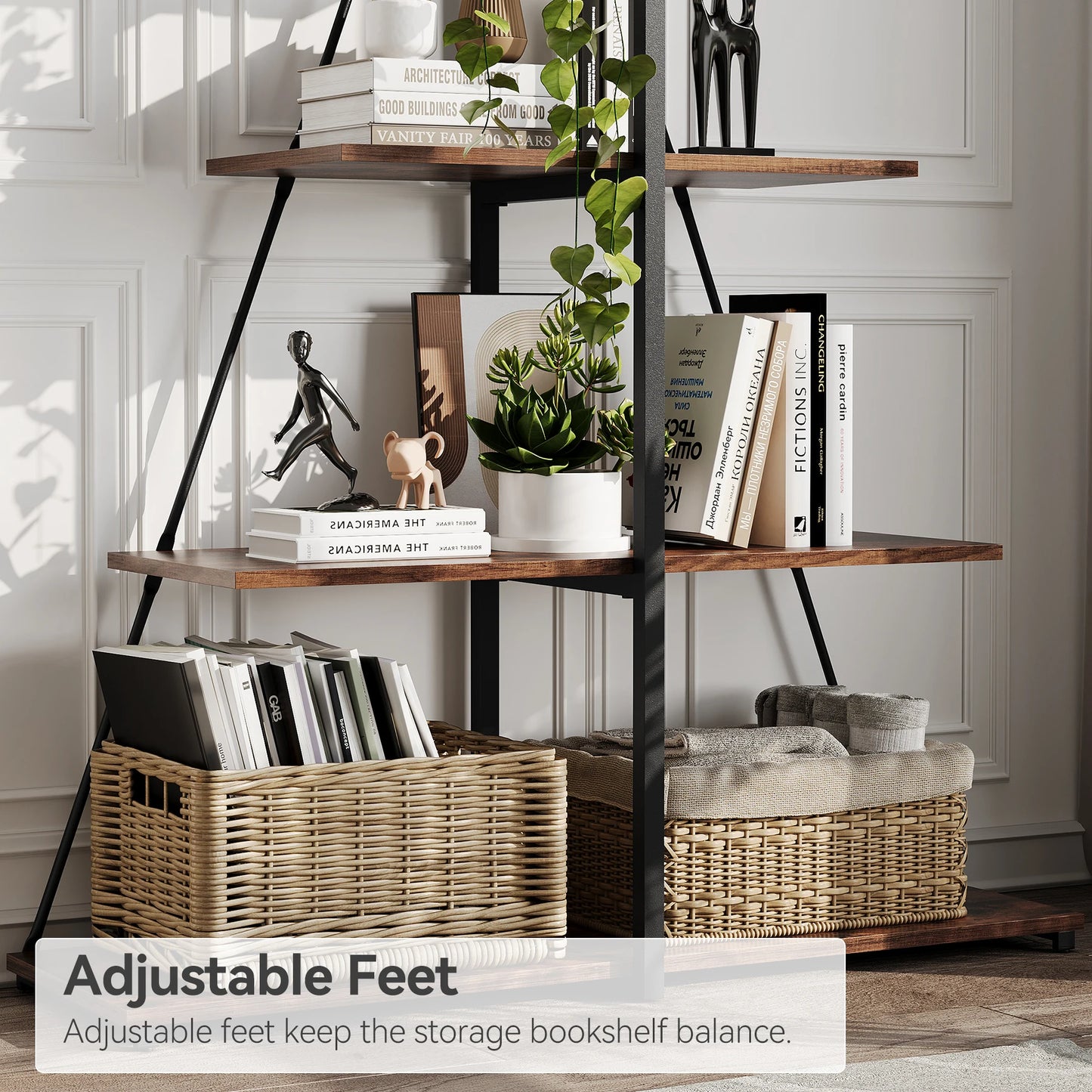 Twister.Ck Steel Frame 4 Tier A-Frame Ladder Shelf