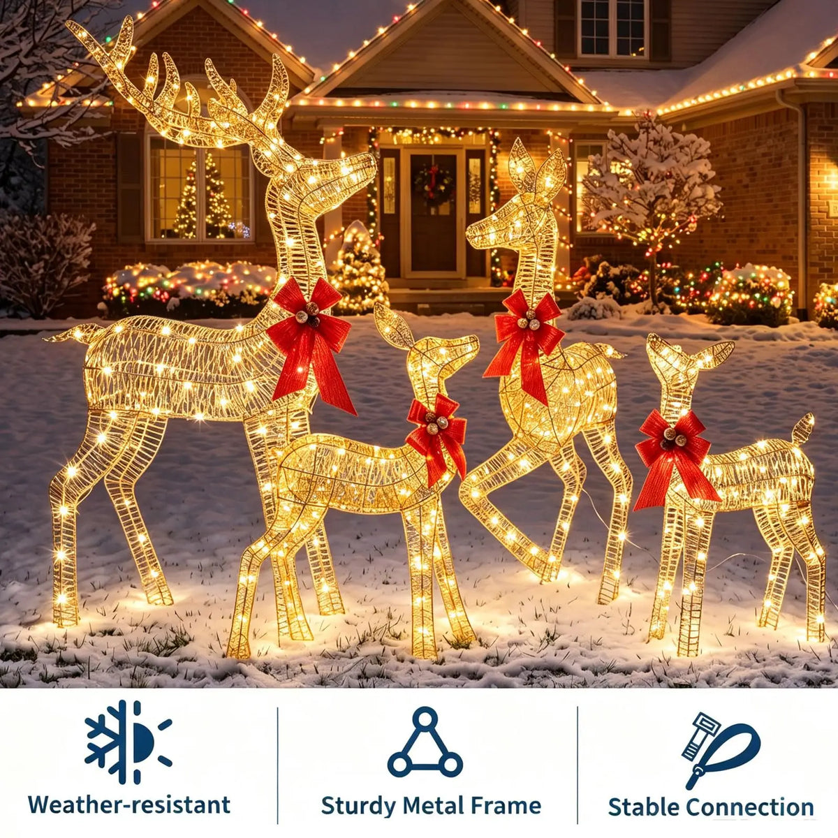 HiMISS Christmas Deer Family Outdoor Led Yard Garden Decor